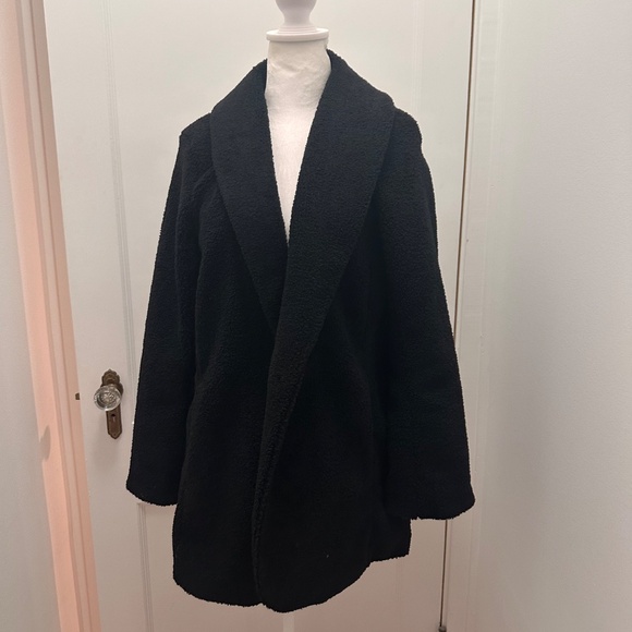 NWT Spanx Fleece Shawl Jacket In Black Size Small - Picture 2 of 7